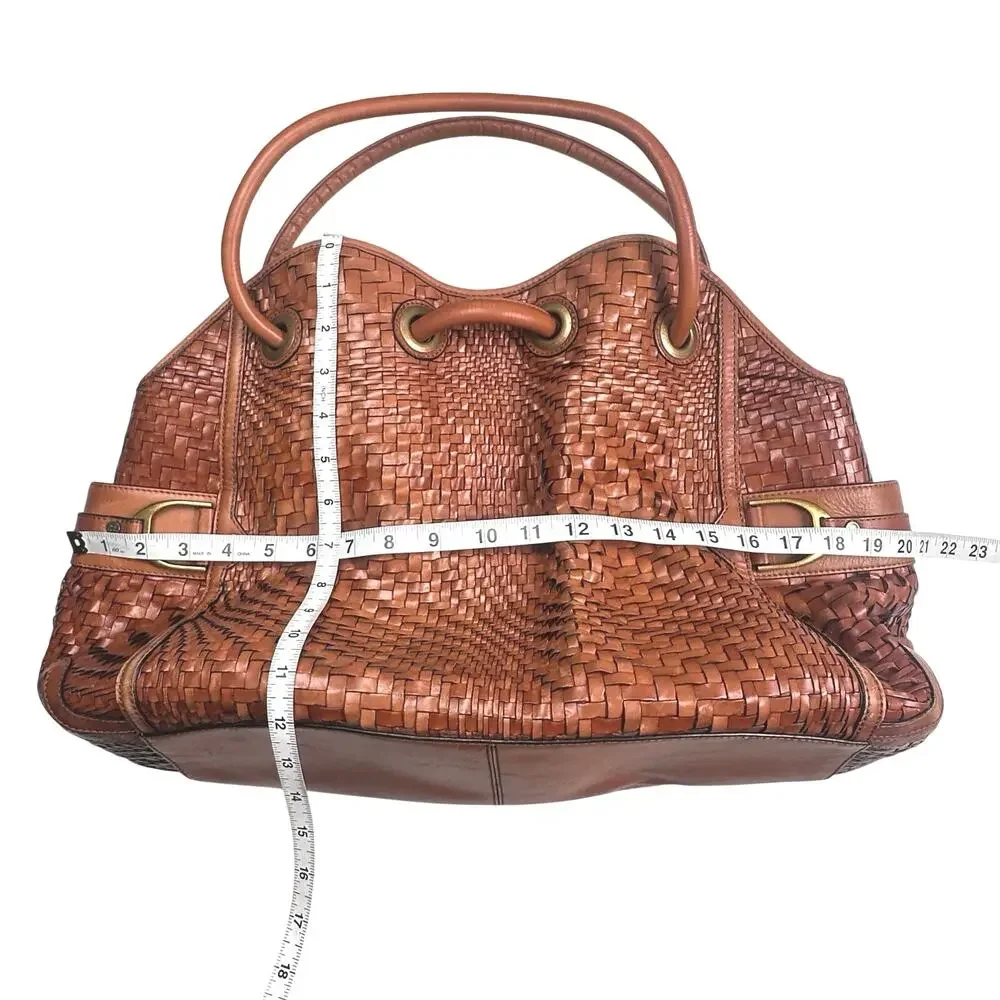 Cole Haan | Women | Genevieve Woven Leather Cognac Hobo Satchel Shoulder Handbag